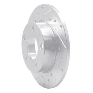 Audi 5000S Quattro Brake Rotor (1) - Rear Left - R1 Concepts - Drilled & Slotted - Silver - `85-`00